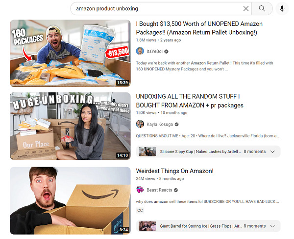 Amazon unboxing videos