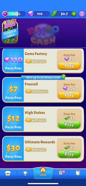 Bingo Cash paid tournaments