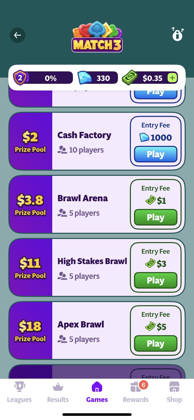 Blitz Win Cash tournaments