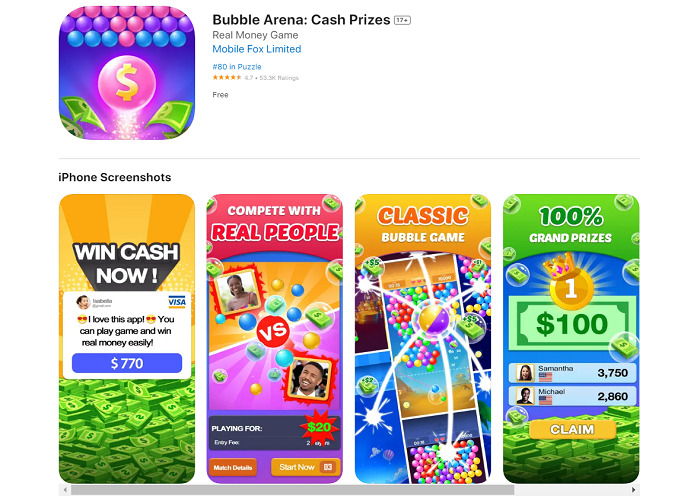 Bubble Arena Cash Prizes app