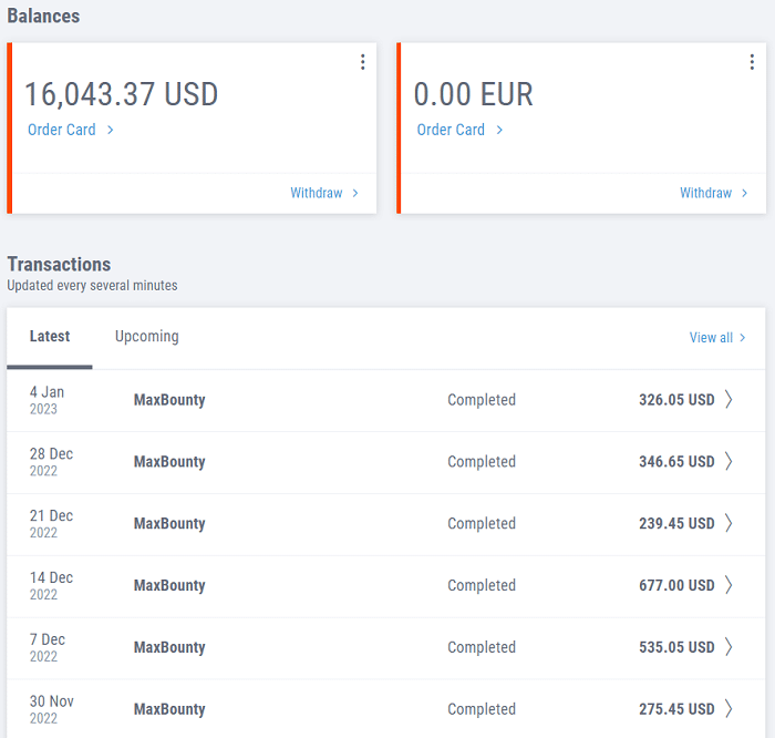 MaxBounty payments