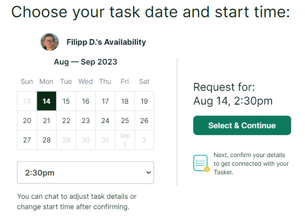 TaskRabbit scheduling